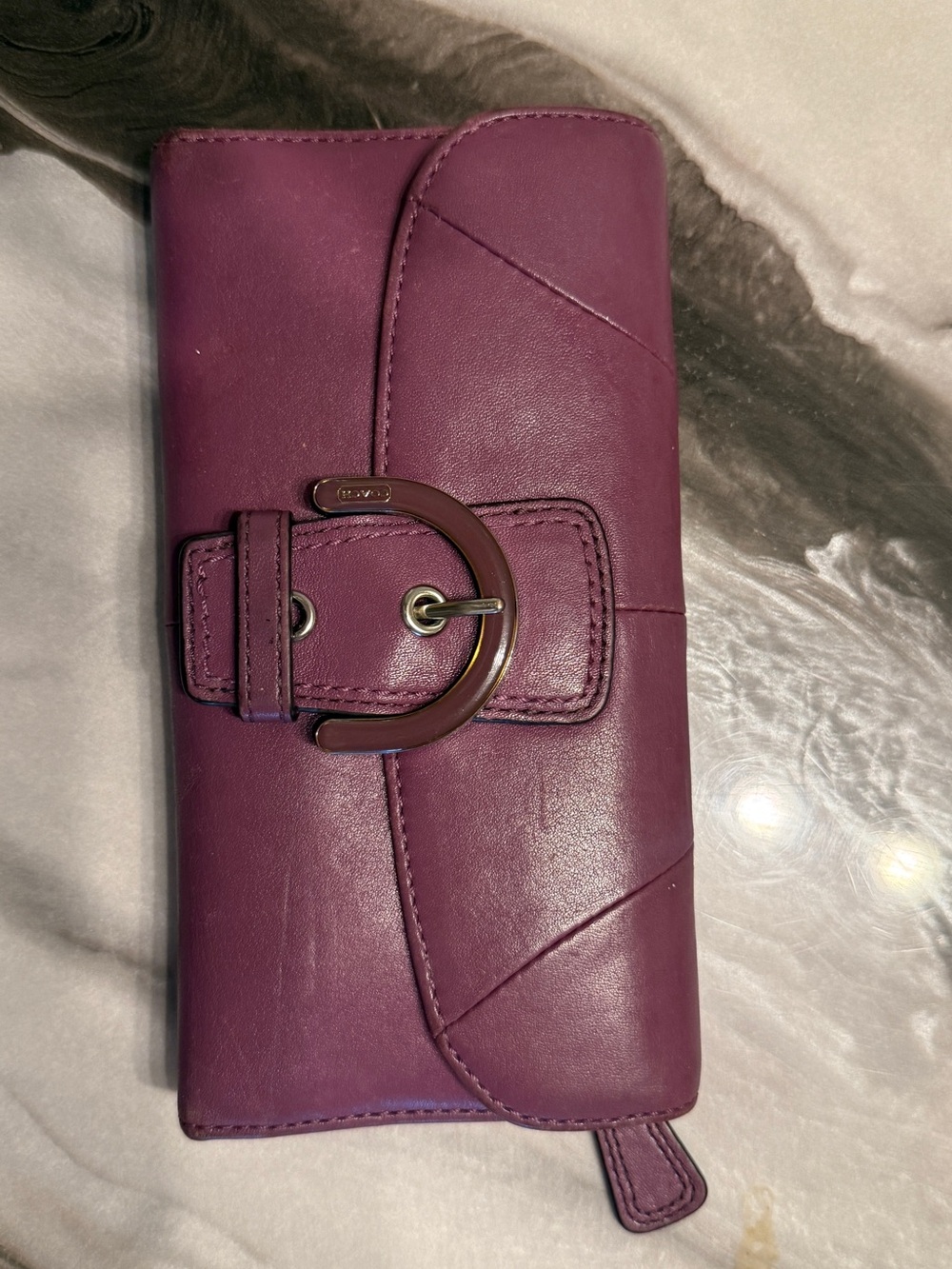 Coach Plum Leather Buckle Wallet